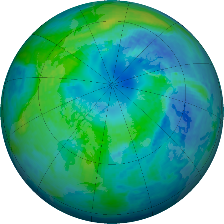 Arctic ozone map for 14 October 1994